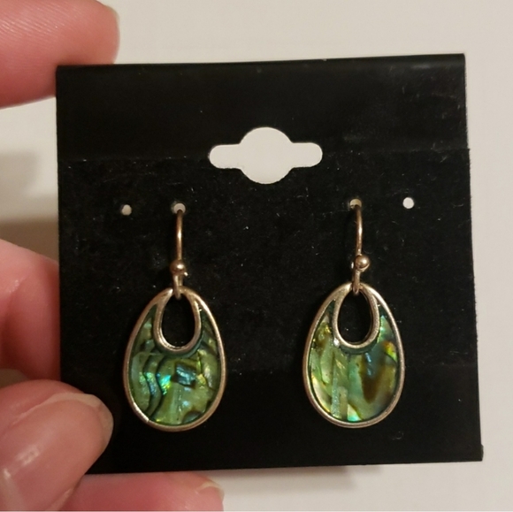 Green and Silver Accessory Drop Earrings - Picture 2 of 5